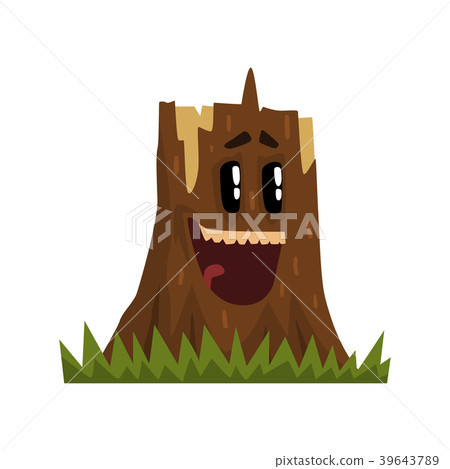 Cute laughing tree stump character with funny face Cute laughing tree stump character with funny face 39643789