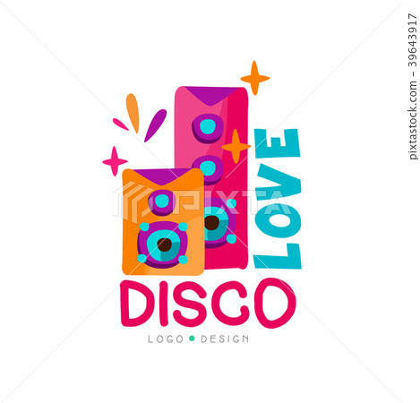 Bright logo with subwoofers. Love disco music 39643917