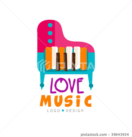Music logo with colorful grand piano. Large 39643934