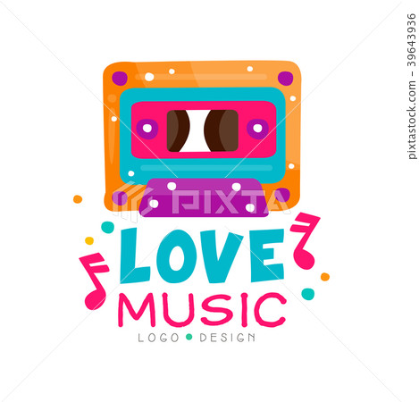 Original logo with bright-colored cassette and Original logo with bright-colored cassette and 39643936