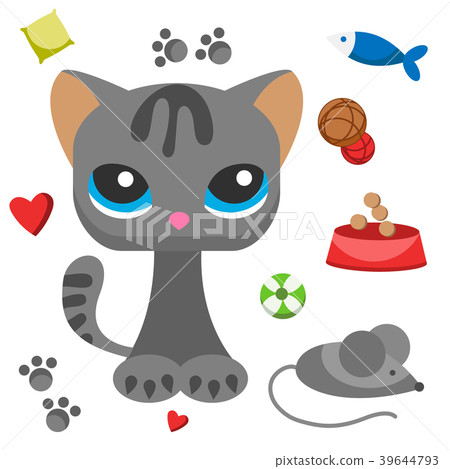 Cat And Mouse Cute Kitty Pet Cartoon Cute Animal Stock Illustration