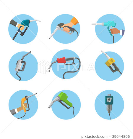 Filling gasoline station pistol in people hands 39644806