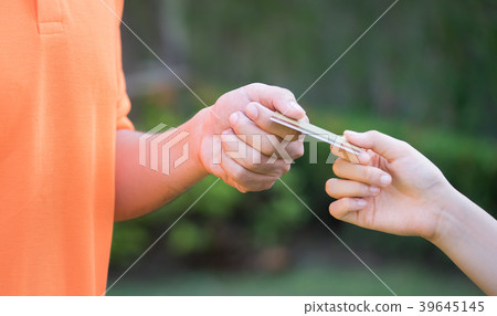 Woman using credit card to pay for online delivery 39645145