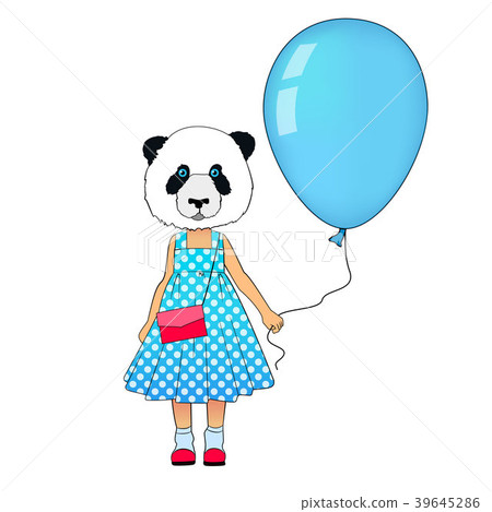 Little fashion panda girl dressed up in dress Little fashion panda girl dressed up in dress 39645286