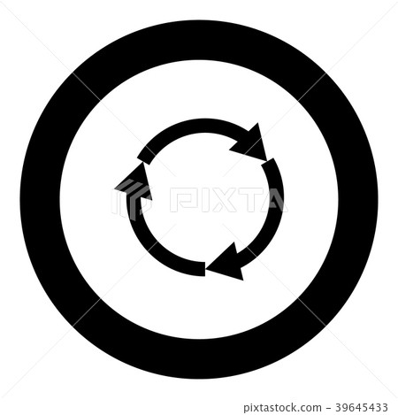 Three circle arrows black icon in circle Three circle arrows black icon in circle 39645433