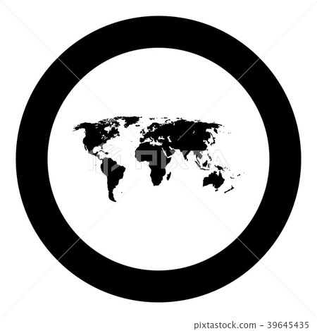 World map black icon in circle World map black icon in circle 39645435