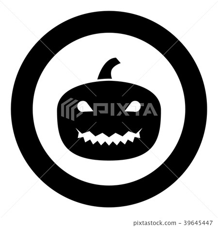 Horror pumpkin black icon in circle Horror pumpkin black icon in circle 39645447