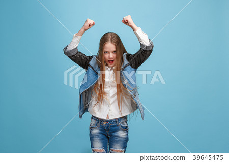 Happy success teen girl celebrating being a winner 39645475