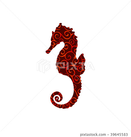 Seahorse aquatic spiral pattern color silhouette 39645583