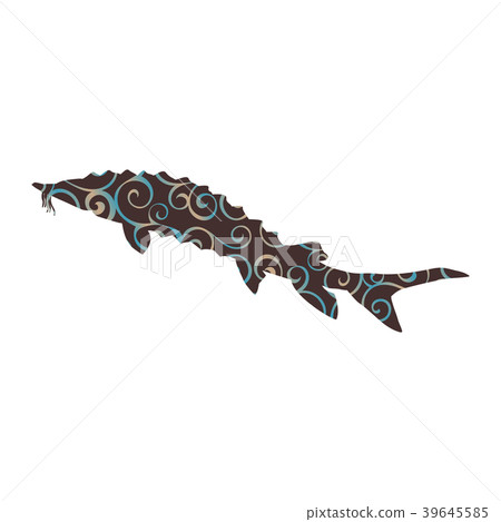 Sturgeon fish spiral pattern color silhouette Sturgeon fish spiral pattern color silhouette 39645585