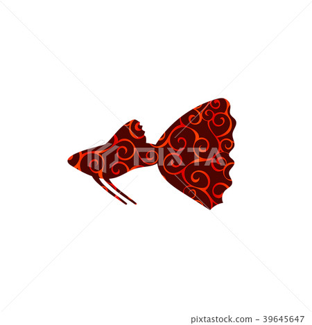 Guppy fish spiral pattern color silhouette aquatic Guppy fish spiral pattern color silhouette aquatic 39645647