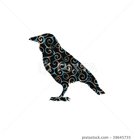 Raven bird spiral pattern color silhouette animal 39645735