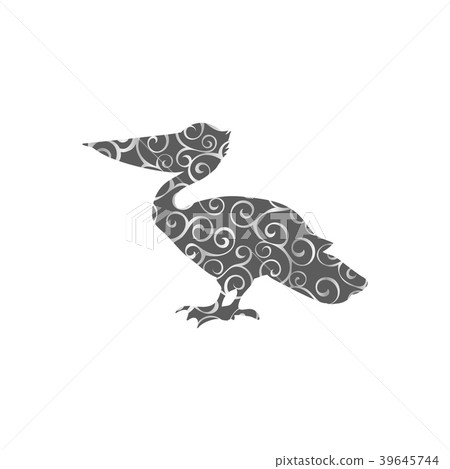 Pelican bird spiral pattern color silhouette Pelican bird spiral pattern color silhouette 39645744