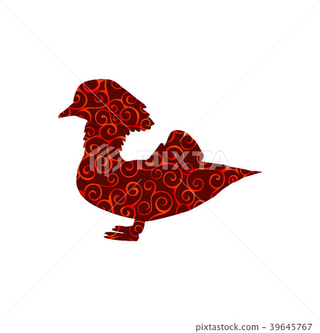Mandarin bird spiral pattern color silhouette 39645767