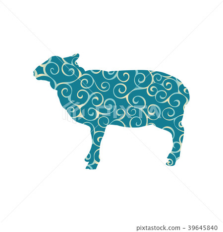 Sheep farm mammal spiral pattern color silhouette Sheep farm mammal spiral pattern color silhouette 39645840