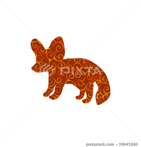 Fennec fox spiral pattern color silhouette animal. 39645880