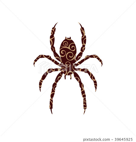 图库插图: spider insect spiral pattern color silhouette