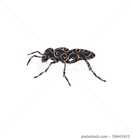 Ant insect spiral pattern color silhouette animal. 39645931