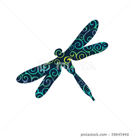 Dragonfly insect spiral pattern color silhouette 39645948