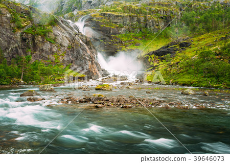Beautiful Waterfall In Valley Of Waterfalls In 39646073