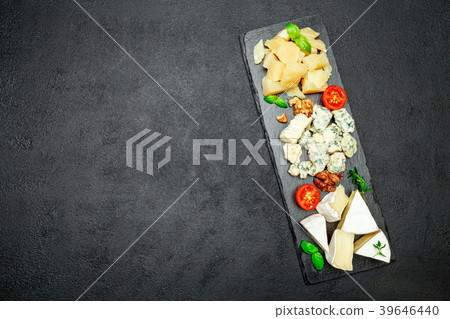 Cheese plate with Assorted cheeses Camembert, Brie 39646440
