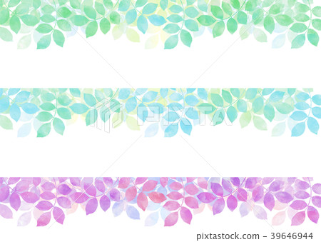 Watercolor leaf frame, variations, young leaves, green leaves, fresh green 39646944