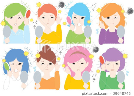 Adult Woman 8 People Mirror Trouble Stock