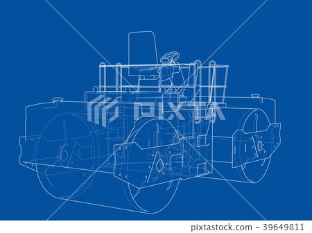 Asphalt compactor outlined vector Asphalt compactor outlined vector 39649811