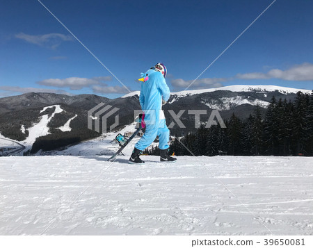 Girl in blue, pink unicorn pijama kigurumi outdoor Girl in blue, pink unicorn pijama kigurumi outdoor 39650081