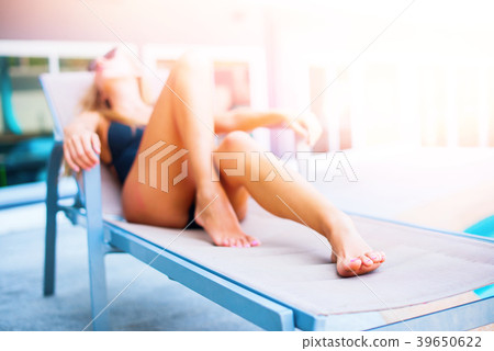 Beautiful Female Long Legs Suntan Skin Vacation 39650622