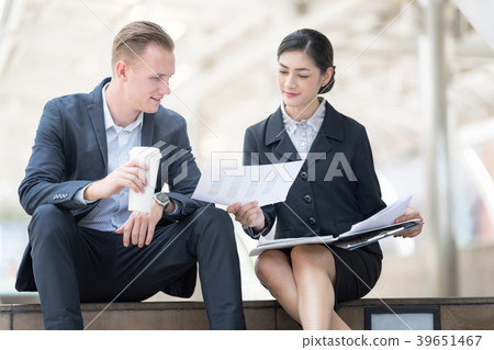 Businessman outdoor Discussing With Partner. Businessman outdoor Discussing With Partner. 39651467