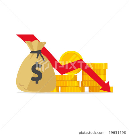 Money loss vector illustration, flat cartoon cash - Stock Illustration