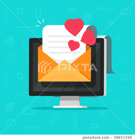 Love email message on computer vector illustration 39651599