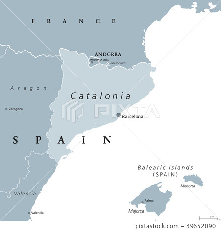 Catalonia autonomous community of Spain, gray map 39652090