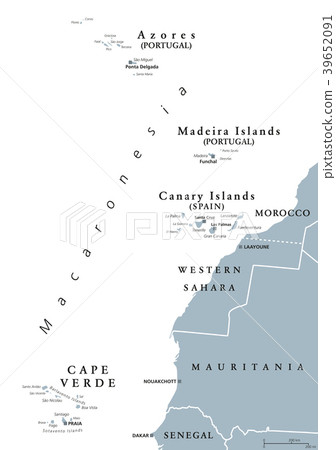 Macaronesia map, Canaries, Cape Verde, Madeira 39652091