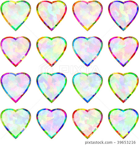 Multicolored banners in the shape of of heart pendants; Frames and borders from symbols of love and romance for the holiday Valentine's Day and weddings; Vector set of icons Eps10 39653216