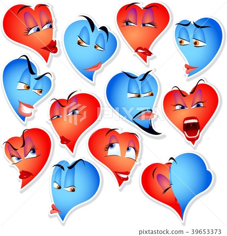 Set avatars, icons, smiles of hearts with various emotions and characters Set avatars, icons, smiles of hearts with various emotions and characters 39653373