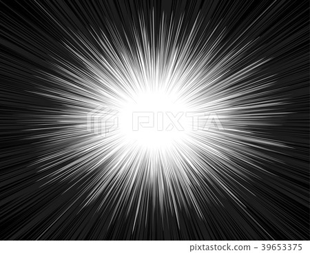 Light rays of an explosion with a radial zoom in a comic book style. Shine radiant manga background in black and white colors. The emission of luminous energy in the Big Bang. Vector illustration. Light rays of an explosion with a radial zoom in a comic book style. Shine radiant manga background in black and white colors. The emission of luminous energy in the Big Bang. Vector illustration. 39653375