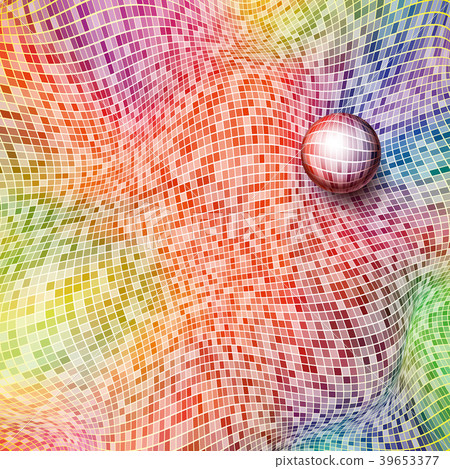 Abstract background from multicolored squares with mirrored ball Abstract background from multicolored squares with mirrored ball 39653377