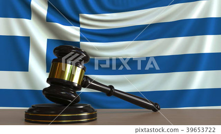 Judge's gavel and block against the flag of Greece Judge's gavel and block against the flag of Greece 39653722