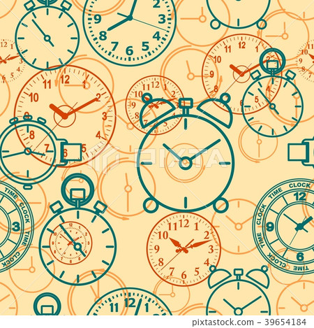 Seamless pattern composed of images hours.-插圖素材 [39654184] - PIXTA圖庫
