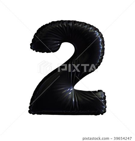 Number 2 two of black balloons on a white Number 2 two of black balloons on a white 39654247