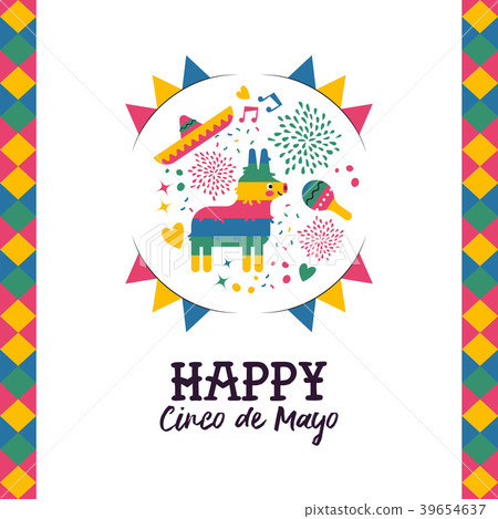 Cinco de mayo hand drawn pinata greeting card 39654637