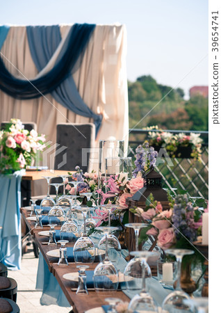 Wedding event decoration setup summertime, outdoor Wedding event decoration setup summertime, outdoor 39654741