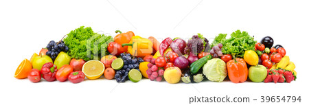 Panorama vegetables and fruits isolated on white 39654794