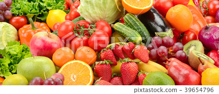 Panoramic collection healthy fruits and vegetables 39654796