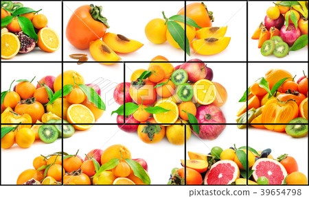 Isolated on white fruits and vegetables in frame. Isolated on white fruits and vegetables in frame. 39654798