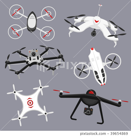Set of modern air drones and remote control-插圖素材 [39654869] - PIXTA圖庫