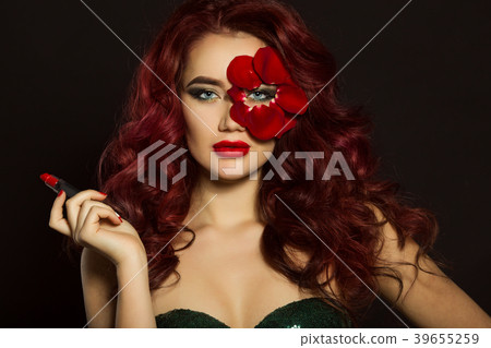 Fashion beautiful woman with creative makeup and Fashion beautiful woman with creative makeup and 39655259