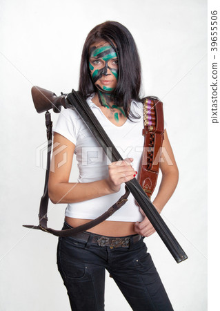 Girl With A Gun Hunting Rifle Sport Stock Photo 39655506 Pixta